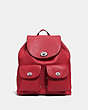 COACH®,TURNLOCK RUCKSACK,Leather,Small,Silver/Red Currant,Front View