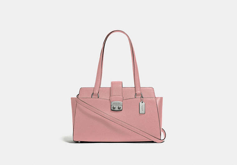 COACH®,AVARY CARRYALL,Leather,Medium,Silver/Petal,Front View