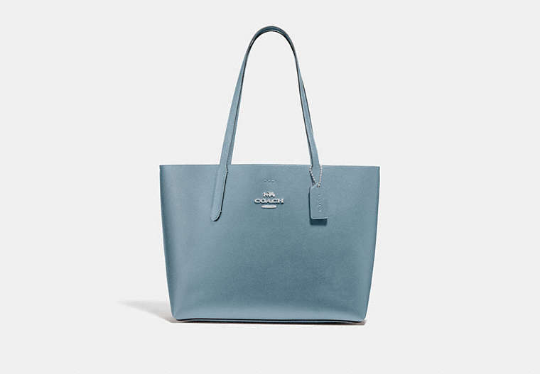 COACH®,AVENUE TOTE,Leather,Large,Silver/Cornflower/Mtllic Midnight,Front View