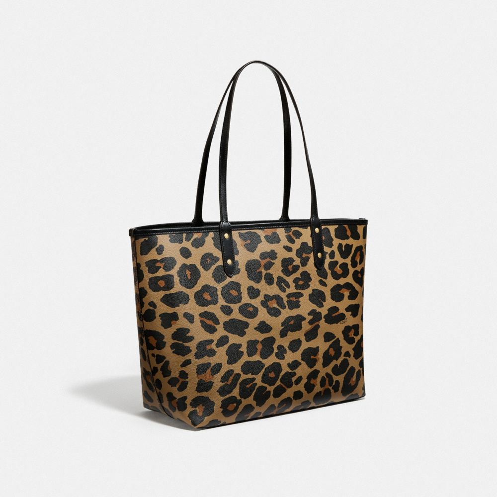Reversible City Tote With Leopard Print
