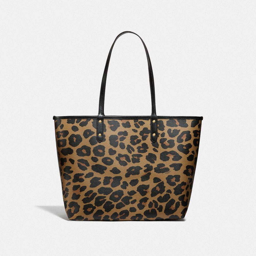 Reversible City Tote With Leopard Print