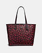 COACH®,REVERSIBLE CITY TOTE WITH DEER SPOT PRINT,pvc,Large,Silver/RASPBERRY/RASPBERRY,Front View