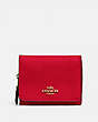 COACH®,SMALL TRIFOLD WALLET,pvc,Mini,Gold/Bright Red,Front View