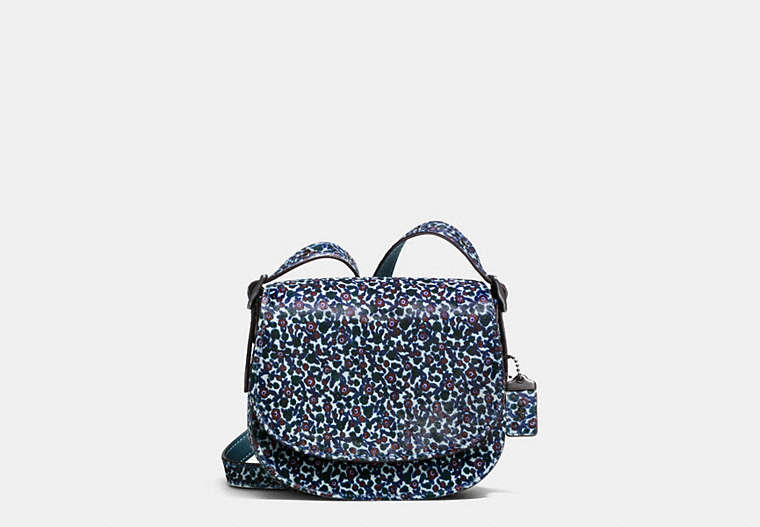 COACH®,SADDLE 23,Haircalf,Medium,Pewter/Ranch Floral Mist,Front View