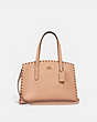 COACH®,CHARLIE CARRYALL WITH CRYSTAL RIVETS,Leather,Medium,Brass/Nude Pink,Front View