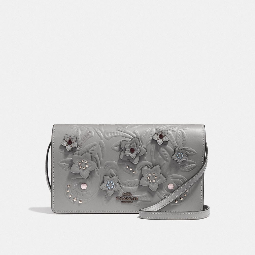 Hayden Foldover Crossbody Clutch With Floral Tooling