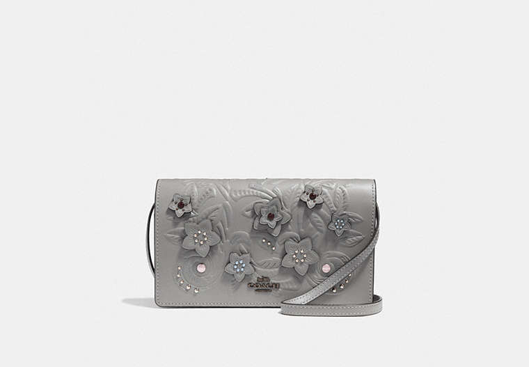 Hayden Foldover Crossbody Clutch With Floral Tooling
