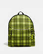 COACH®,PACKABLE BACKPACK WITH SOFT PLAID PRINT,Gunmetal/Neon Yellow Multi,Front View
