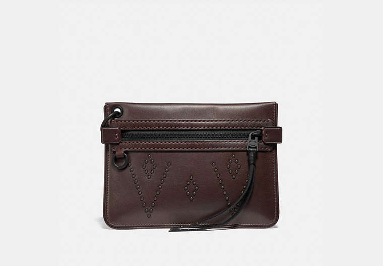 COACH®,POUCH 22 WITH STUDS,n/a,Mahogany brown,Front View