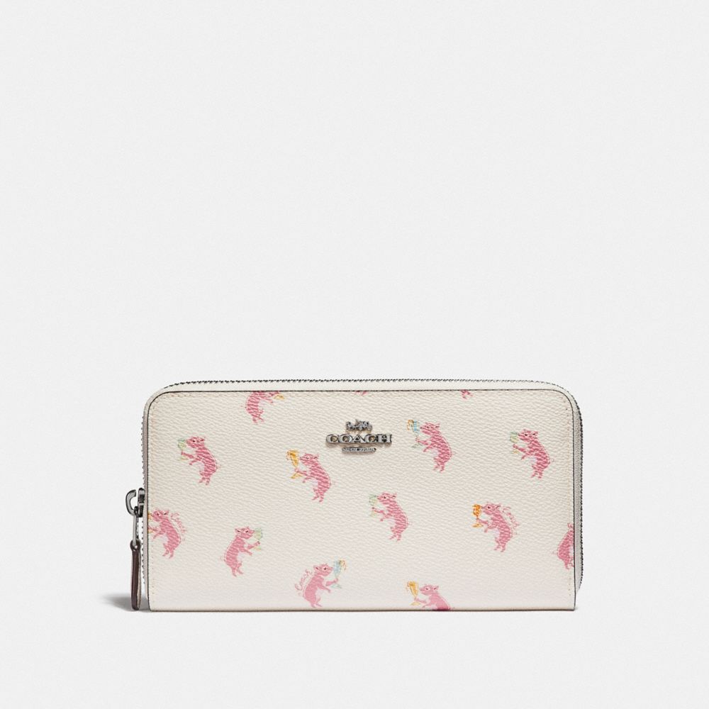 COACH® Outlet | Accordion Zip Wallet With Party Pig Print
