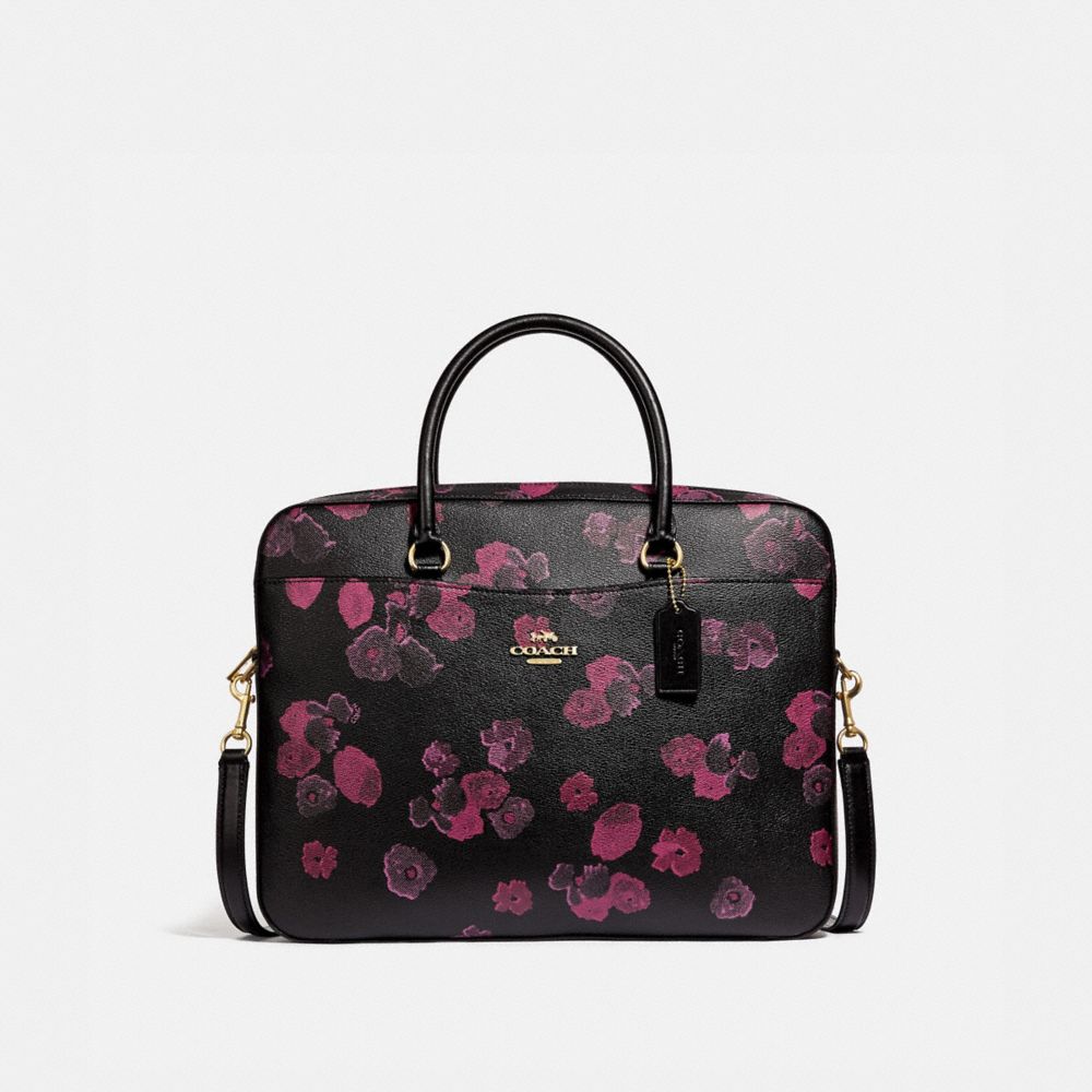 COACH Outlet Laptop Bag With Halftone Floral Print