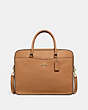 COACH®,LAPTOP BAG,Leather,Medium,Gold/LIGHT SADDLE,Front View