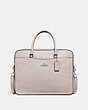 COACH®,LAPTOP BAG,Leather,Medium,Silver/Grey Birch,Front View