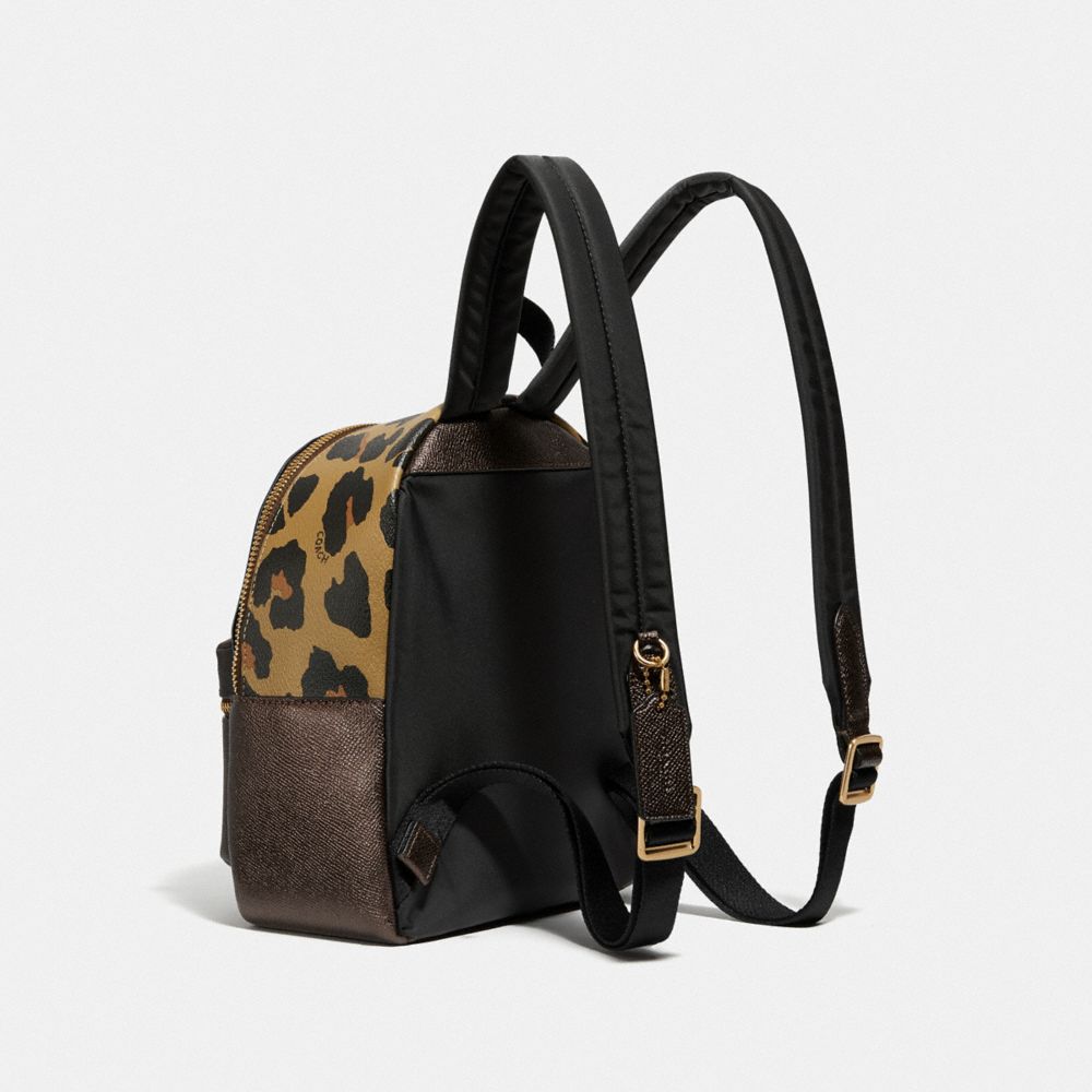 Mini Charlie Backpack In Signature Canvas With Leopard Print