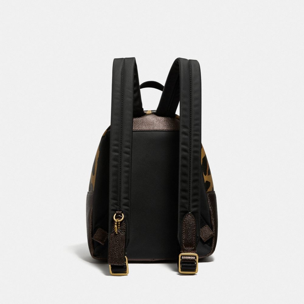 Mini Charlie Backpack In Signature Canvas With Leopard Print