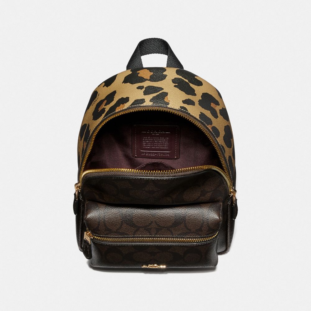 Coach leopard mini backpack hot sale