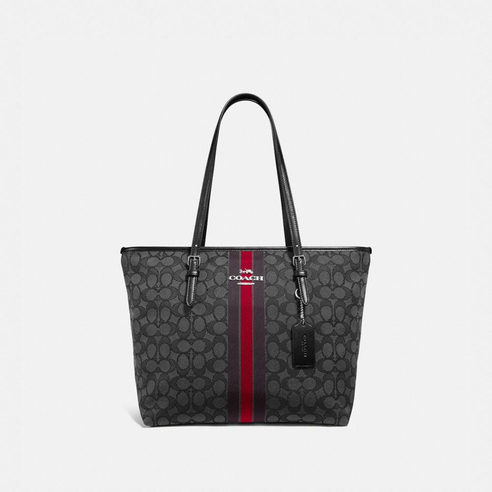 COACH Outlet Zip Top Tote In Signature Jacquard With Stripe