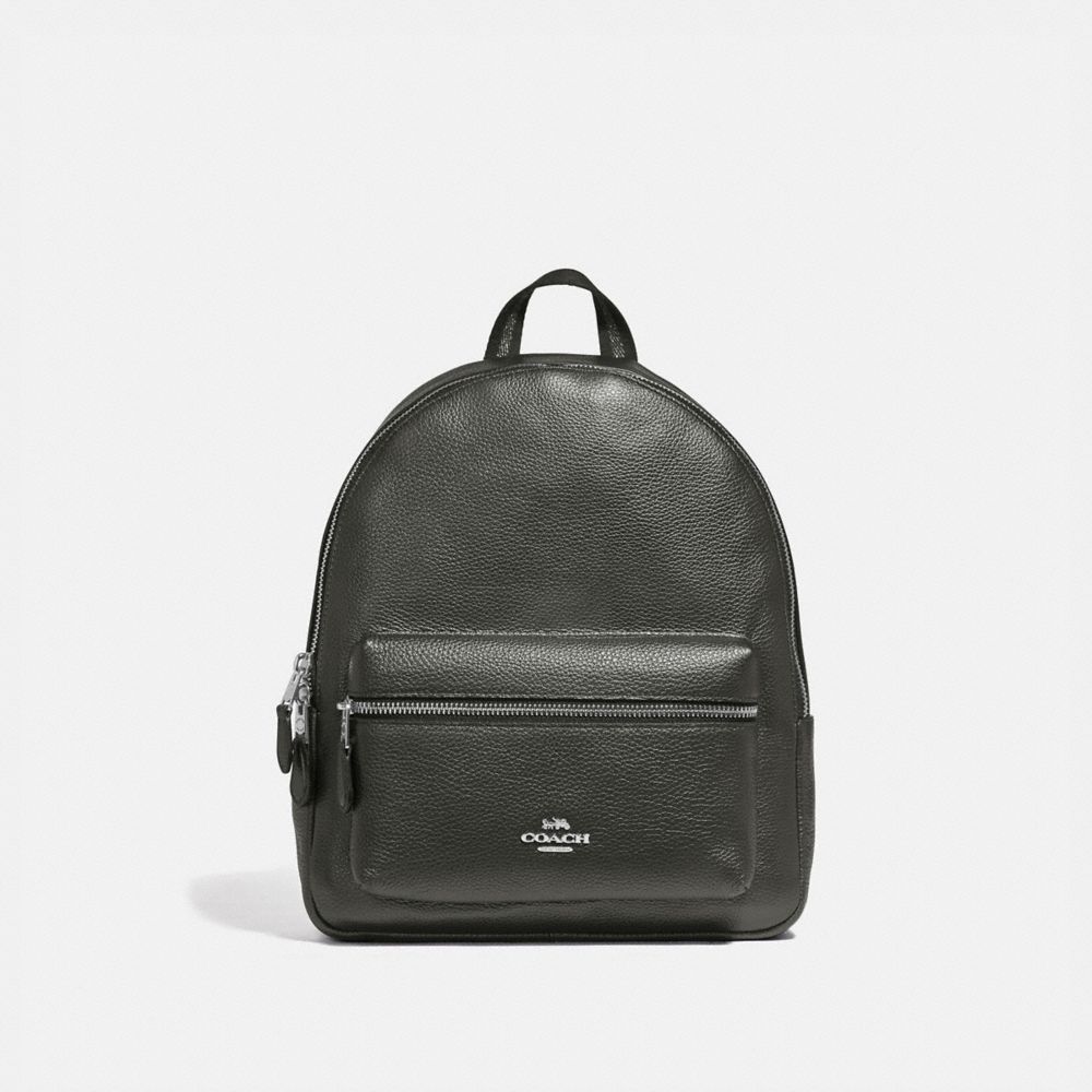 COACH®,MEDIUM CHARLIE BACKPACK,Leather,Silver/Gunmetal,Front View