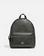 COACH®,MEDIUM CHARLIE BACKPACK,Leather,Silver/Gunmetal,Front View