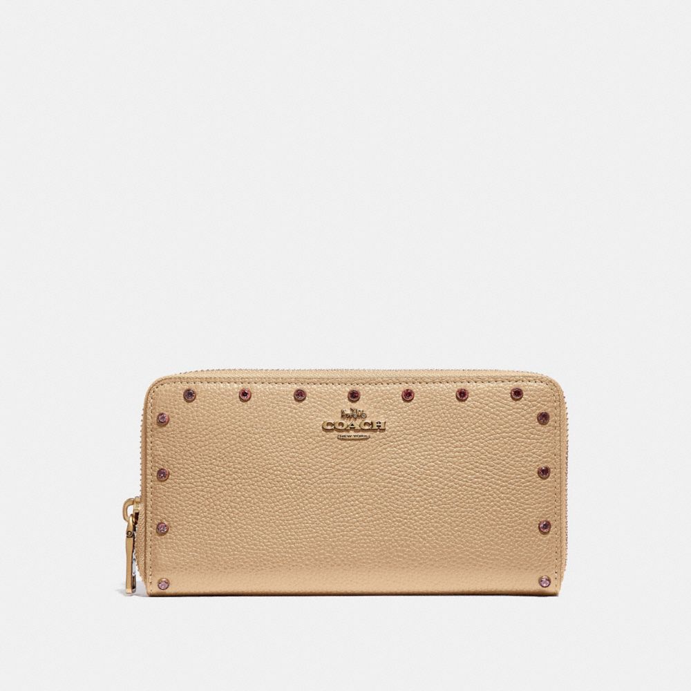 ◇NICK&NICOLE◇ CRYSTAL ACCORDION WALLET_CREAM COACH® Outlet | Accordion Zip Wallet With Crystal Rivets