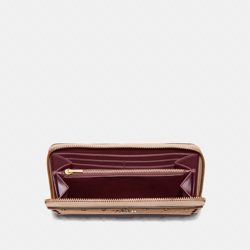 Accordion Zip Wallet With Crystal Rivets