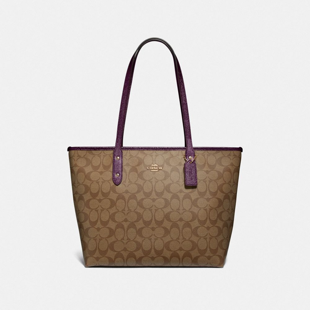 Coach signature hotsell city zip tote