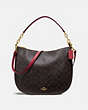COACH®,ELLE HOBO IN SIGNATURE CANVAS,pvc,Large,Gold/Brown True Red,Front View