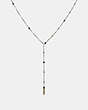 COACH®,TEA ROSE LACE LARIAT,Metal,Silver/Rose,Front View