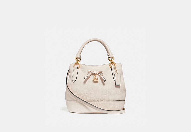 COACH®,MICRO ALLY BUCKET BAG,Leather,Small,Gold/Chalk,Front View