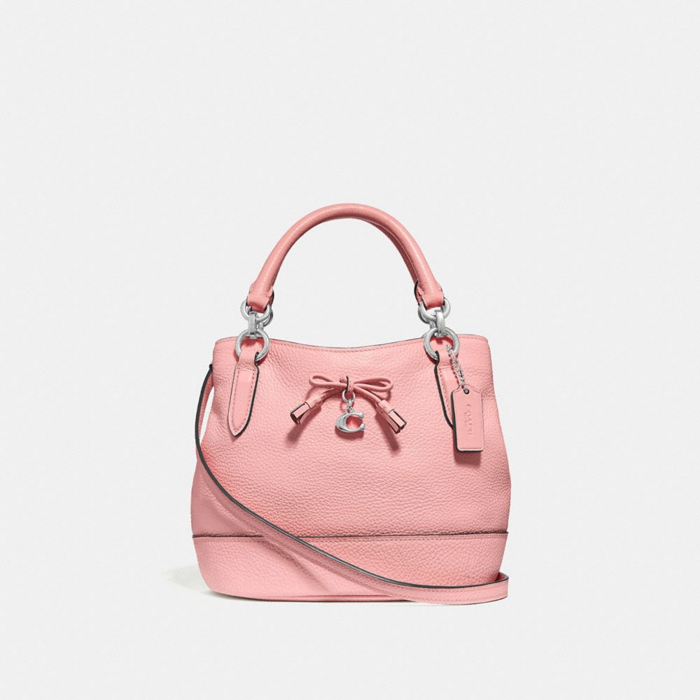 COACH®,MICRO ALLY BUCKET BAG,Leather,Small,Silver/Petal,Front View