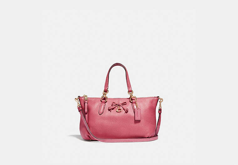 COACH®,MINI ALLY SATCHEL,Leather,Gold/Strawberry,Front View