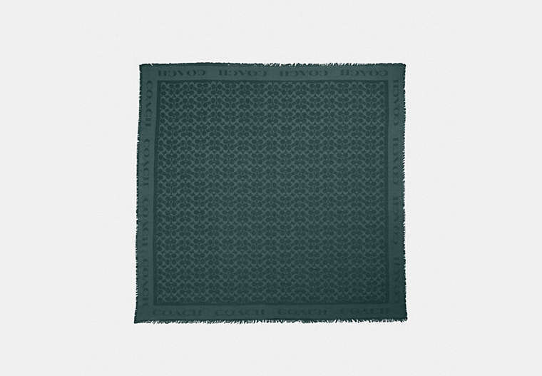 COACH®,SIGNATURE JACQUARD OVERSIZED SQUARE SCARF,Coated Canvas,Evergreen,Front View