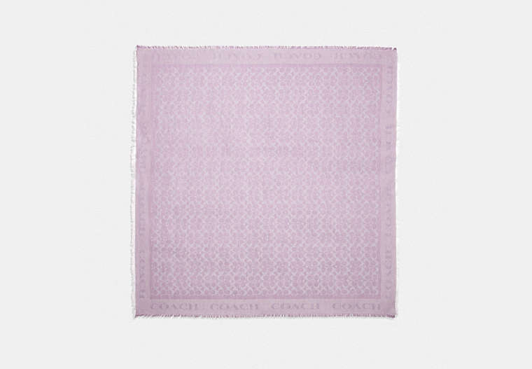 COACH®,SIGNATURE JACQUARD OVERSIZED SQUARE SCARF,Coated Canvas,Lilac,Front View