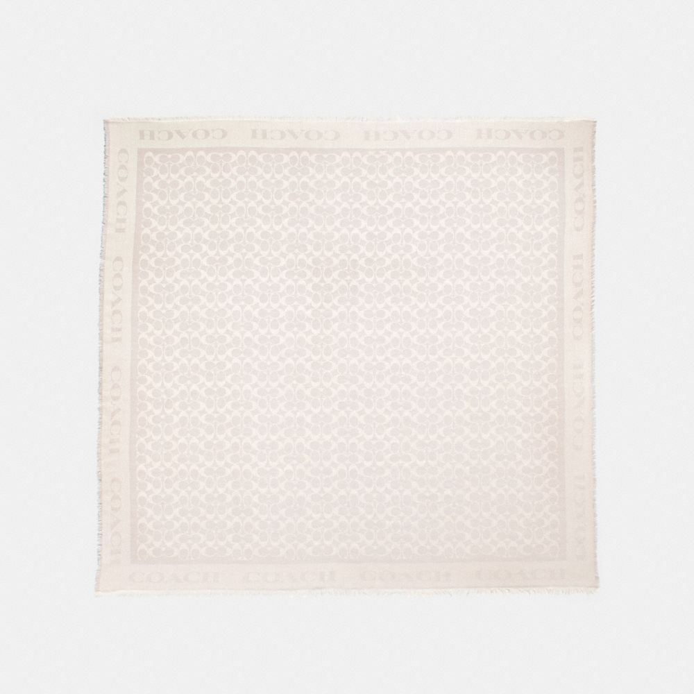 COACH®,SIGNATURE JACQUARD OVERSIZED SQUARE SCARF,Oatmeal,Front View