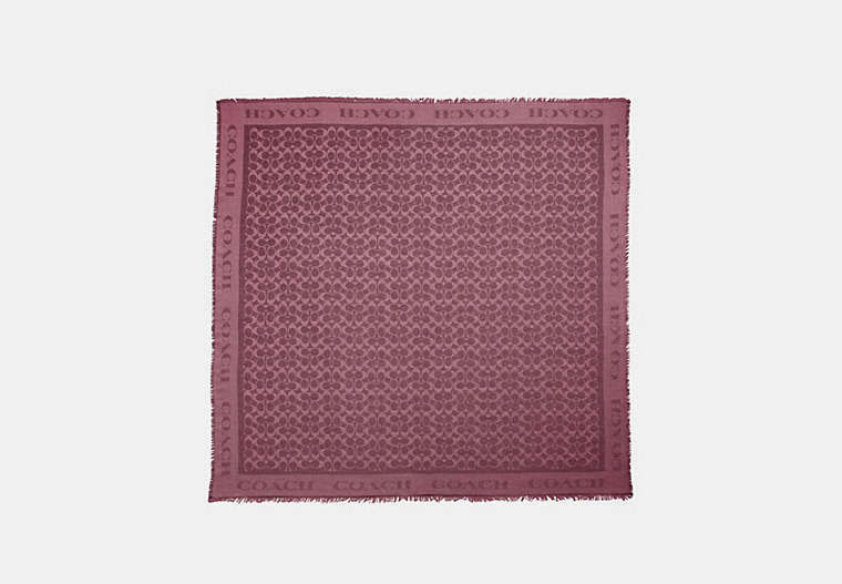 COACH®,SIGNATURE JACQUARD OVERSIZED SQUARE SCARF,Coated Canvas,Wine,Front View