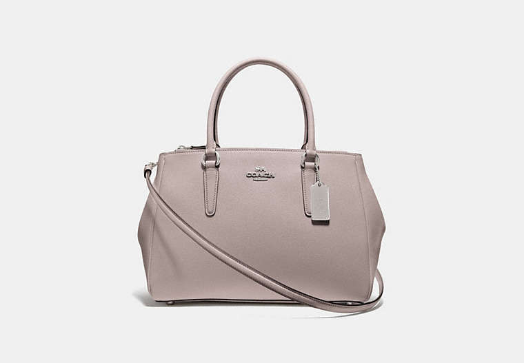 COACH®,LARGE SURREY CARRYALL,Leather,Large,Silver/Grey Birch,Front View