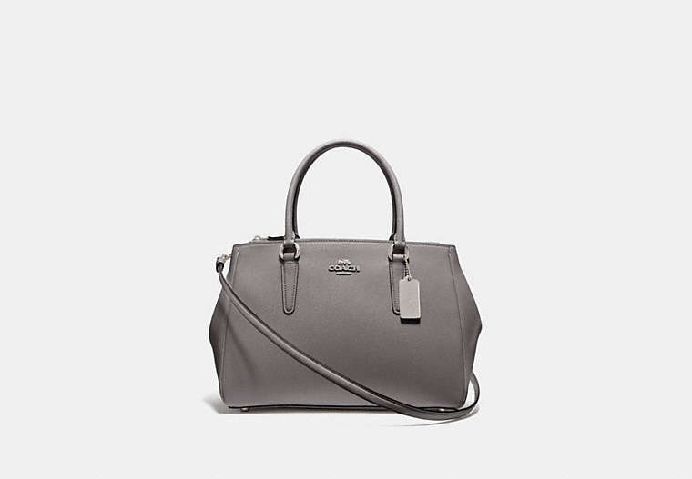 COACH®,LARGE SURREY CARRYALL,Leather,Large,Silver/Heather Grey,Front View