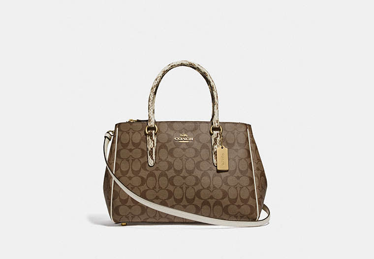 COACH®,LARGE SURREY CARRYALL IN SIGNATURE CANVAS,Leather,Medium,Gold/Khaki Multi,Front View