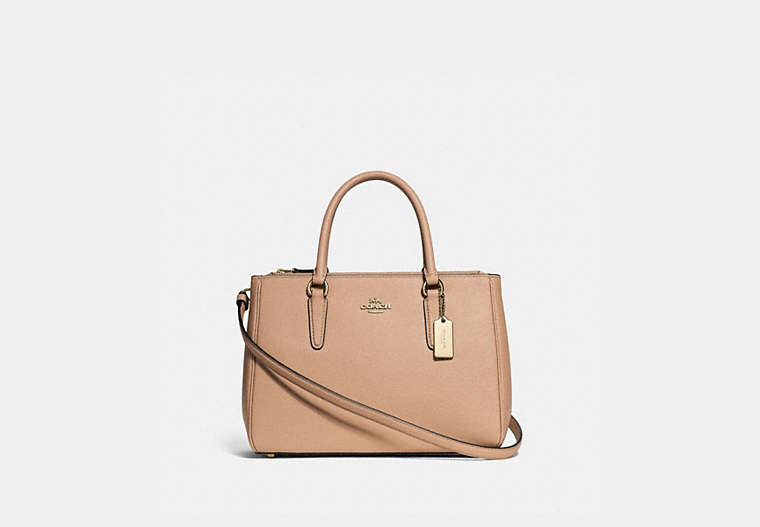 COACH®,SURREY CARRYALL,Leather,Small,Gold/BEECHWOOD,Front View
