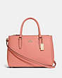 COACH®,SURREY CARRYALL,Leather,Small,Gold/Light Coral,Front View