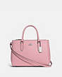 COACH®,SURREY CARRYALL,Leather,Small,Silver/Petal,Front View