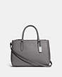 COACH®,SURREY CARRYALL,Leather,Small,Silver/Heather Grey,Front View