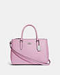COACH®,SURREY CARRYALL,Leather,Small,Silver/LILAC,Front View