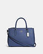 COACH®,SURREY CARRYALL,Leather,Small,Silver/Dark Periwinkle,Front View