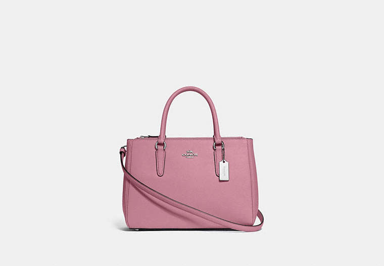 COACH®,SURREY CARRYALL,Leather,Small,Silver/TULIP,Front View