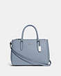 COACH®,SURREY CARRYALL,Leather,Small,Silver/Steel Blue,Front View