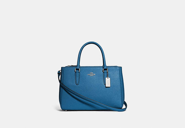 COACH®,SURREY CARRYALL,Leather,Small,Silver/SKY BLUE,Front View