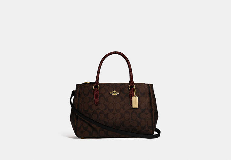 COACH®,SURREY CARRYALL IN SIGNATURE CANVAS,Leather,Gold/Brown Black Multi,Front View