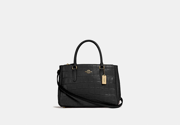 COACH®,SURREY CARRYALL,Leather,Medium,Gold/Black,Front View