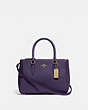 COACH®,MINI SURREY CARRYALL,Leather,Large,Gold/Dark Purple,Front View